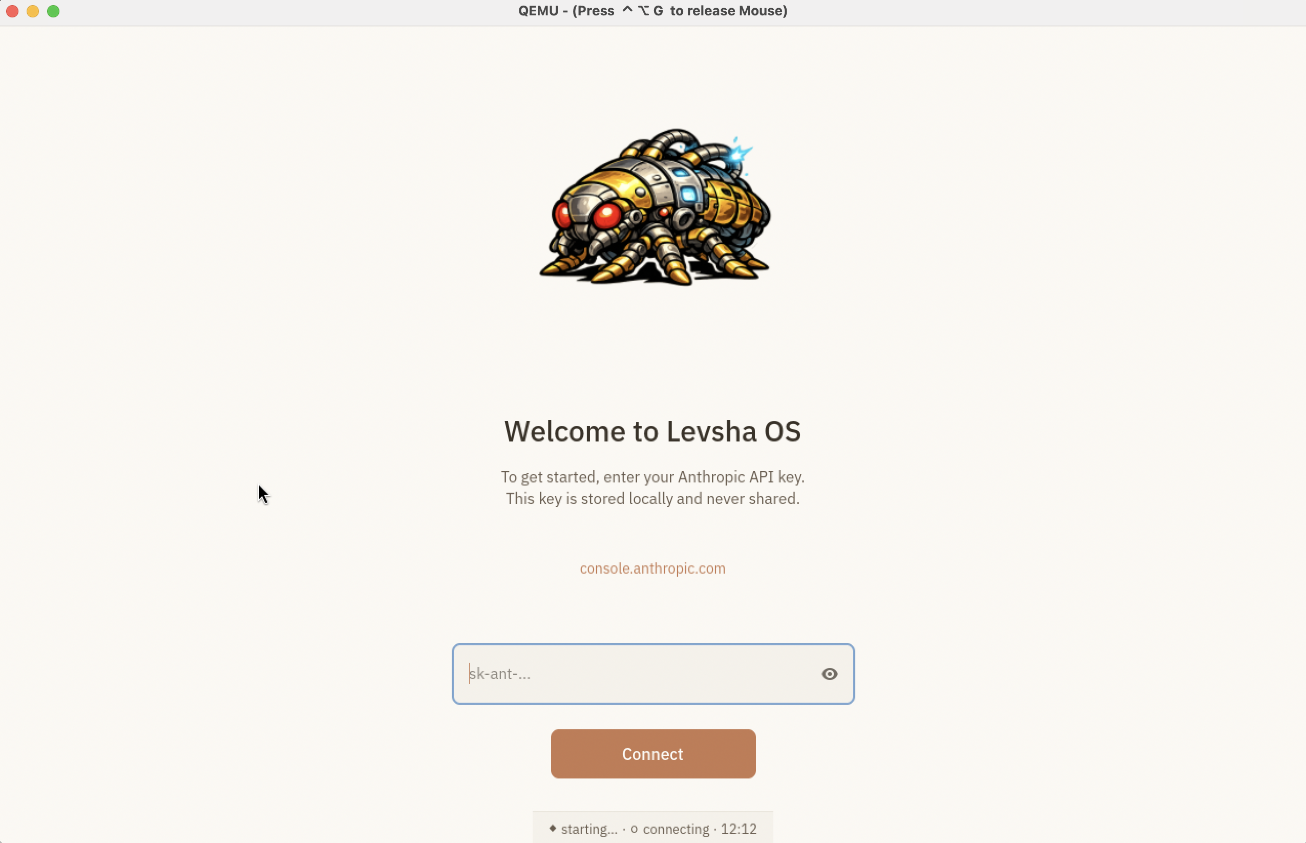 Levsha OS welcome screen
